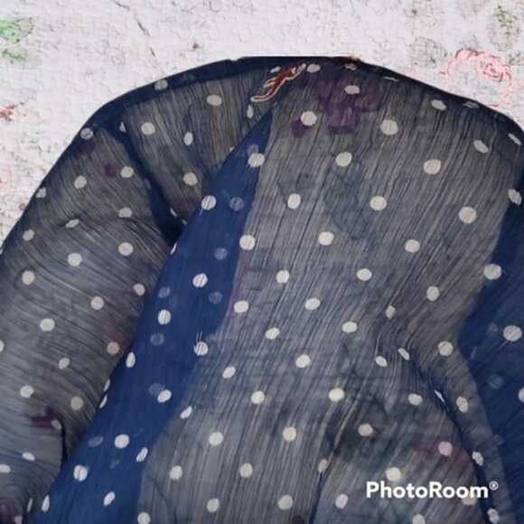 Hollister- Vintage Y2K Tie Back Polka Dot Peplum Mesh Top - Picture 8 of 15
